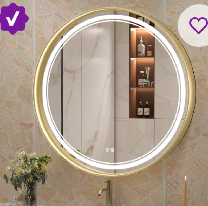 Lawnmount Round Vanity Mirror LED Lighted Metal Wall Mirror Dimmable Bathroom Mirror