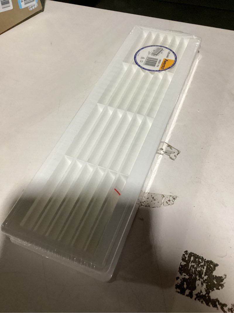 Condition photo showing Good Condition for similar AWENTA 18\" x 5\" Inch Two Sided White Door Air Vent Cover - Door Vents for Interior Doors - Universal Furniture Ventilation Guard- Register for Bathroom, Bedroom, Garage, Kitchen, Furniture
