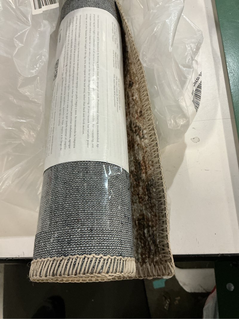 Condition photo showing Good Condition for Loloi Amber Lewis Cambria Collection CBR-08 Ocean/Brick 2'-3" x 3'-9" Accent Rug Jute, Neutral, Vintage Style, Antique Tone, Living, Bedroom, Dining, Carpet Ocean / Brick 2'3" x 3'9" (Rectangular)