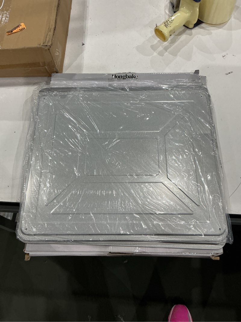 Condition photo showing Good Condition for hongbake half baking sheet pan set of 2, nonstick cookie sheet for oven, heavy duty 1/2 commercial cookie trays, dishwasher safe - silver 1/2 (18" x 13") silver