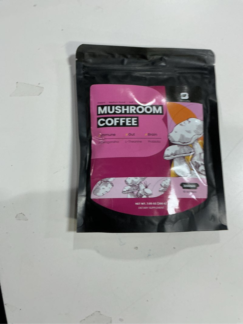 Condition photo showing New/Like New for ( best by 12/2026)B BEWORTHS Mushroom Coffee, Slim Mushrooms Coffee Powder with Ashwagandha, Prebiotics, L-theanine, Lion's Mane, Reishi, Chaga, Turkey Tail, Mixed Arabica Instant Coffe for Focus, Immune & Gut Health Focus Coffee