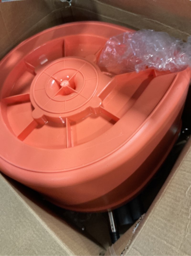 Condition photo showing Good Condition for Hmbletech Dual Chamber Spin Mop and Bucket System, Mop Bucket Separate Dirty Water, Mop and Bucket Set with Self-Wringing 360° Rotating Mop Head, Includes 4 Washable Microfiber Mop Pads. (Orange)