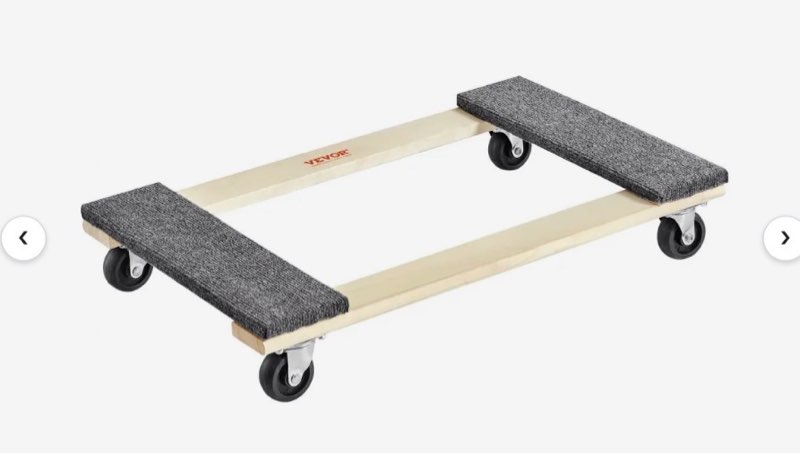 VEVOR Hardwood Furniture Moving Dolly, 30 in. x 18 in. 4 x 3 PP Swivel Casters, Heavy Duty Wooden Mo