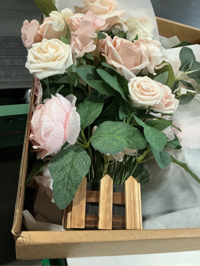 Condition photo showing Good Condition for Ling's moment 17.5" Tall Standing Artificial Flowers Arrangements 4 pcs Wedding Aisle Runner Chair Decorations Blush & Pink Centerpieces for Ceremony Reception Rose Floral Party Outdoor Pk-growing Blush