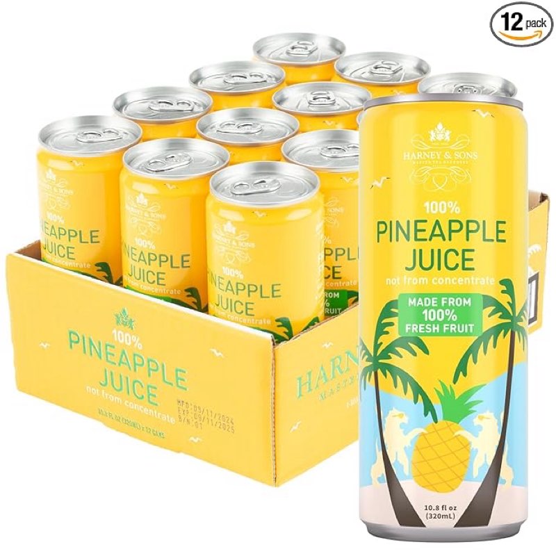 Exp 12/11/26 Harney & Sons Pineapple Juice, 10.8 oz can (Pack of 12)