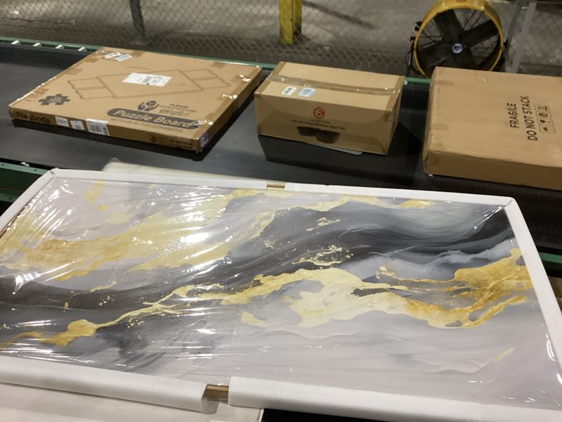 Condition photo showing New/Like New for SDYA Large Abstract Canvas Wall Art Gold Decoration Blue Painting for Living Room Bedroom Kitchen Home Office 29x58 Inch 58"L x 29"W Abstract Gold