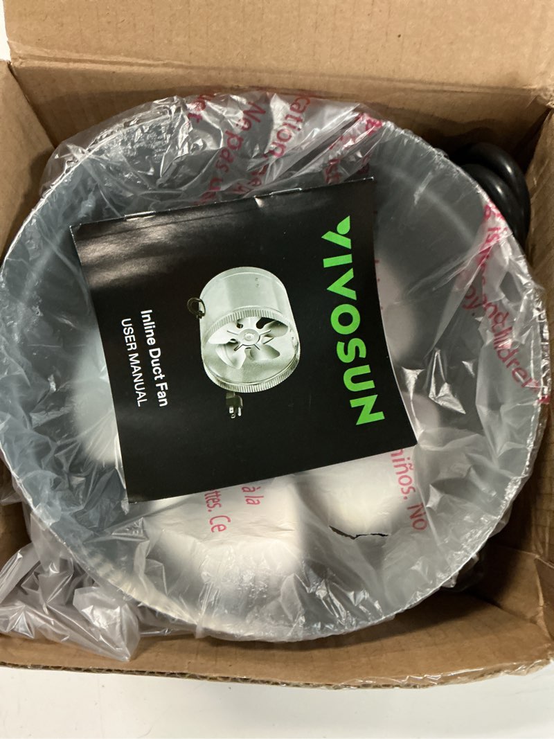 Condition photo showing New/Like New for vivosun 8 inch inline duct fan 420 cfm, hvac exhaust ventilation fan with low noise for basements, bathrooms, kitchens and attics, silver 8"& no speed controller