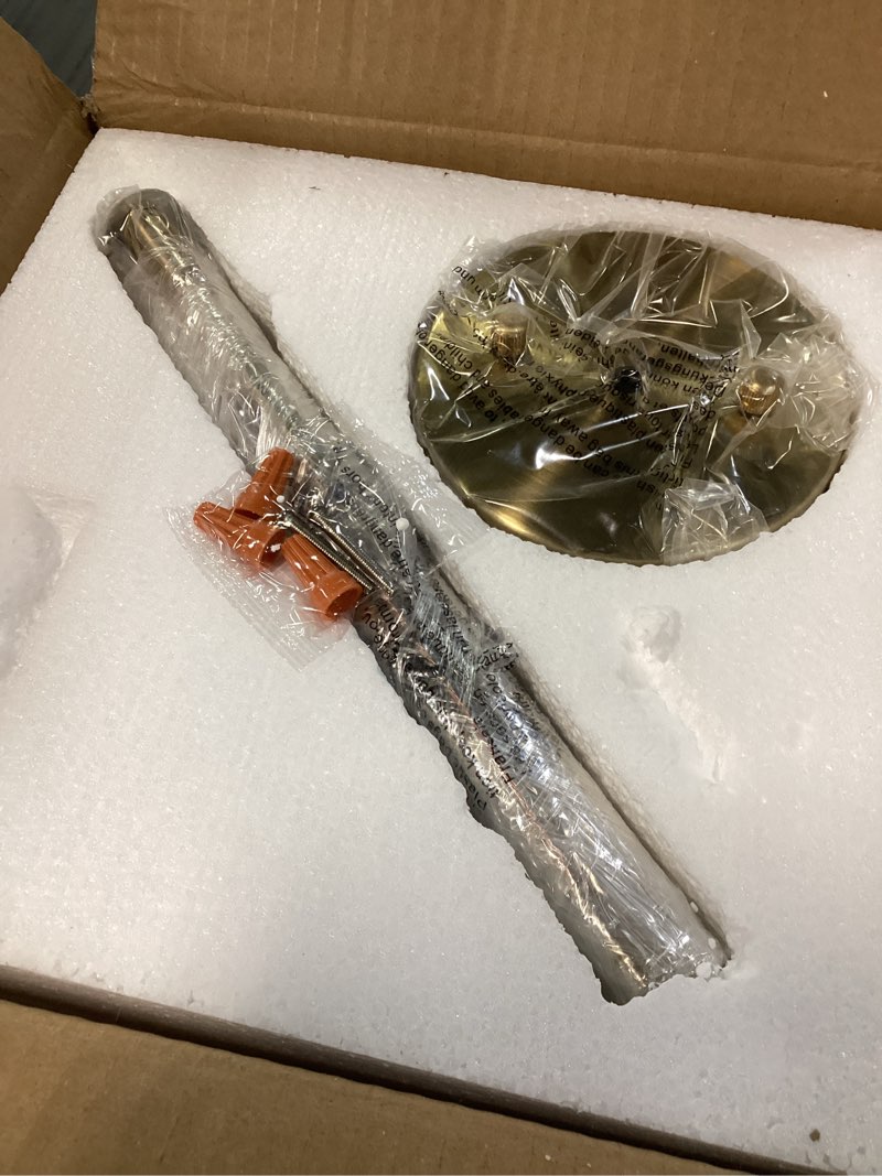 Condition photo showing Good Condition for Mid Century Modern Pendant Lighting Gold Globe Pendant Light Fixture,1-Light White Glass Shade Brushed Brass Finished Hanging Light Fixture for Kitchen Island Glass - 1-Pack