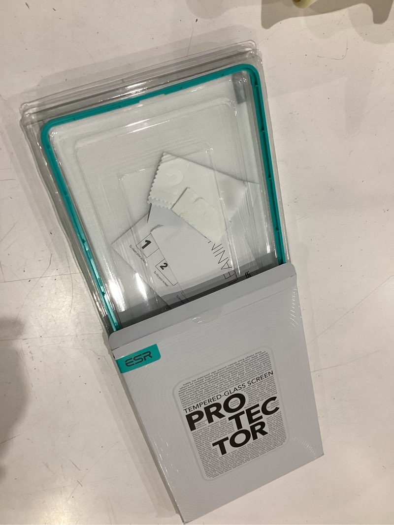 Condition photo showing Good Condition for esr screen protector compatible with ipad 9th gen (2021)/ipad 8th gen (2020)/ipad 7th gen (2019), scratch-resistant 9h hardness hd clear premium tempered glass, includes installation frame, 2 pack