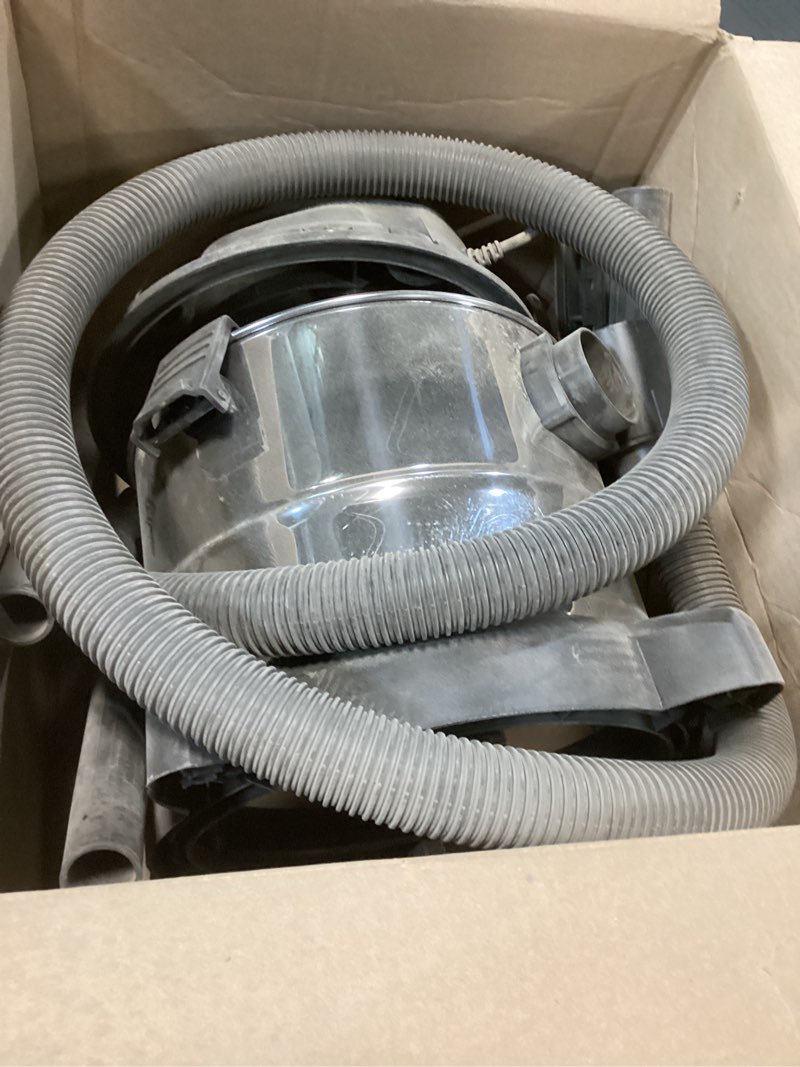 Condition photo showing As Is for Amazon Basics Wet Dry Vacuum Cleaner, 4 gallon Shop, 3 HP Stainless Steel, Grey/Black