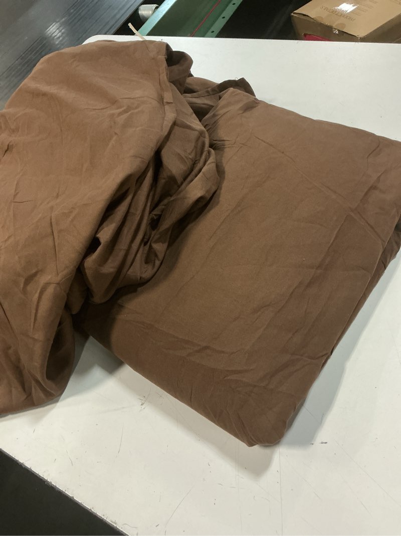 Condition photo showing Good Condition for cozylux king size comforter set brown, 7 pieces bed in a bag, brown comforter king size, all season bedding sets with stitch quilted comforter, flat sheet, fitted sheet, pillowcases brown king