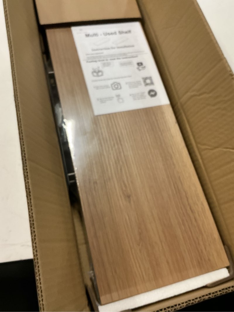 Condition photo showing Good Condition for oak floating shelves for wall?24in wall mounted display ledge shelves perfect for bedroom, bathroom, living room and kitchen decoration storage (oak, set of 2) oak 24 inch