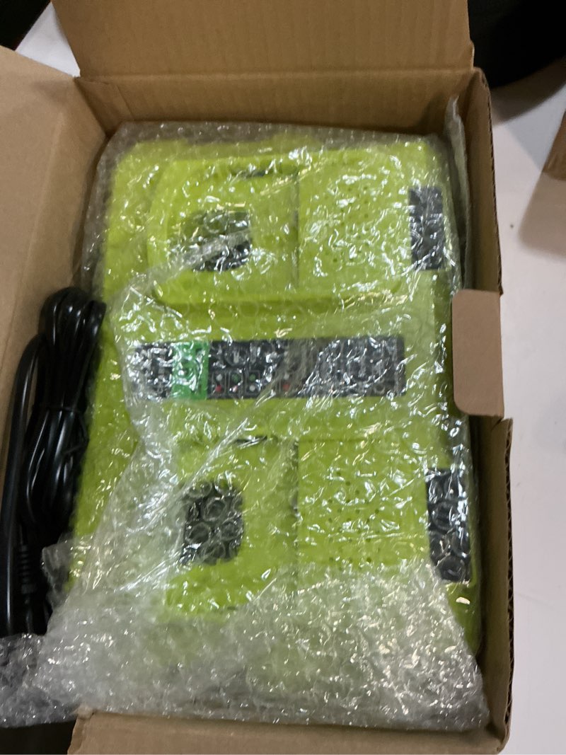 Condition photo showing Good Condition for abeden replace ryobi 18v battery charger,p117 dual-port rapid charger for ryobi 12v-18v one+ lithium battery p100 p102 p103 p105 p107 p108 p190 pbp005 pbp006 pbp2005 green dual charger