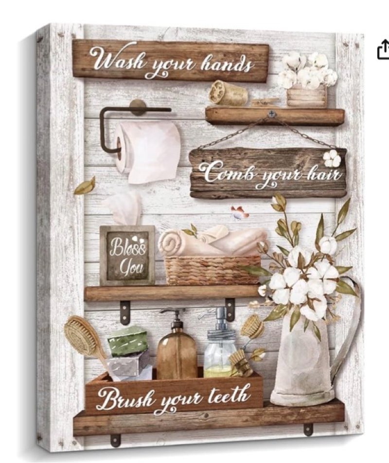 ARTINME Farmhouse Bathroom Decor Wall Art Rustic Funny Bathroom Pictures Canvas Wash Your Hand Sign Artwork Modern Home Decor for Bathroom Framed Ready to Hang 11x16  inch