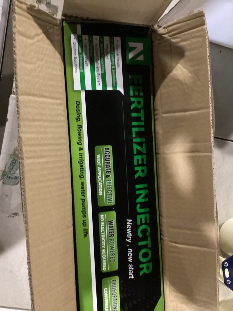 Condition photo showing Good Condition for newtry 1:250 to 1:25 fertilizer injector for drip irrigation adjustable water powered dosing pump 3/4" npt 0.4% -4%