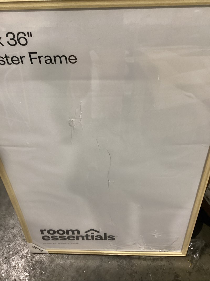 Condition photo showing As Is for (plastic damaged)24\"x36\" traditional poster picture frame natural - room essentials™