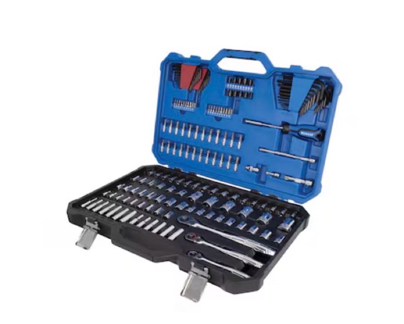 kobalt 170 -piece standard (sae) and metric mechanics tool set with hard case