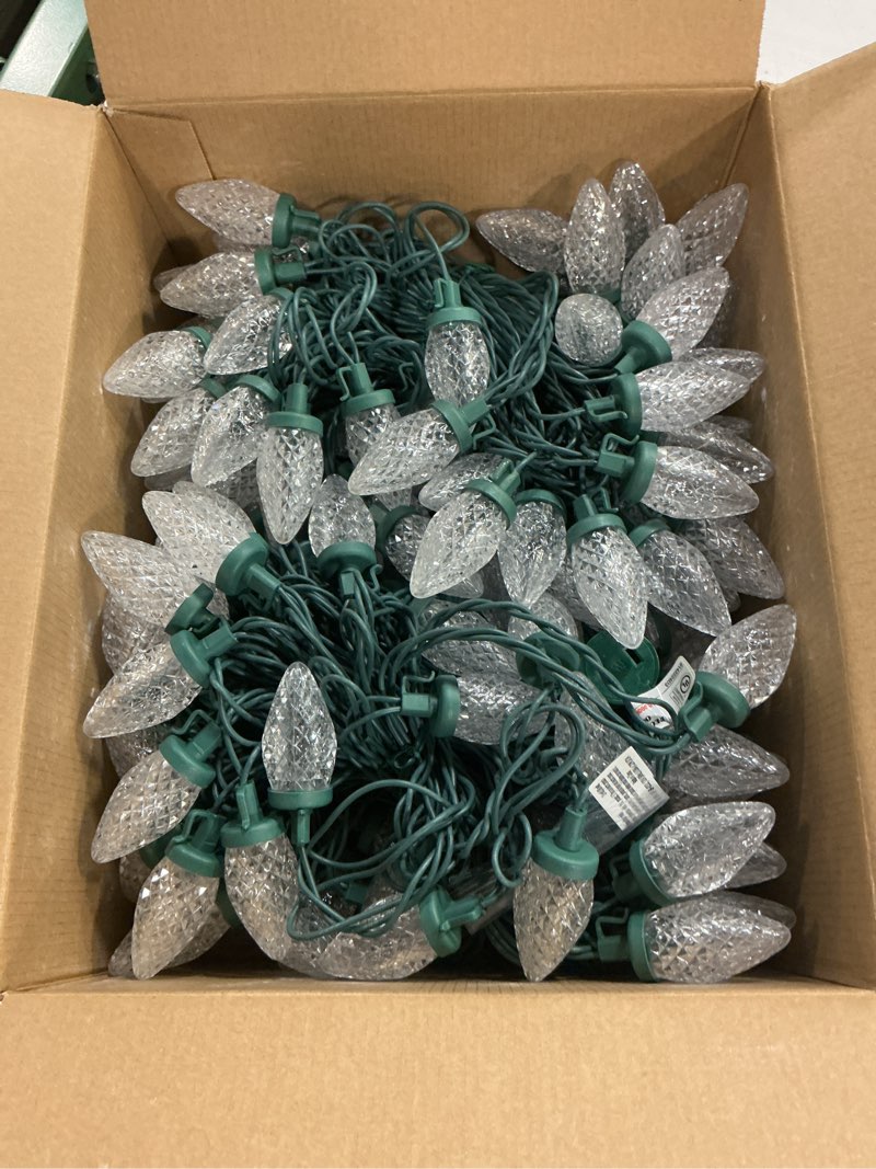 Condition photo showing New/Like New for brightown 2 pack total 132ft 200led outdoor c9 led christmas string lights, plug-in connectable waterproof roofline string lights for outside christmas holiday decor white