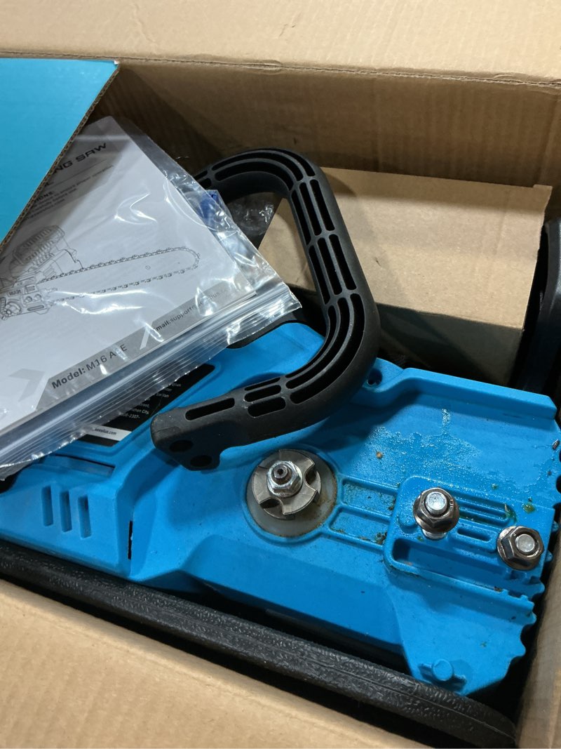 Condition photo showing As Is for seesii 40v 16-inch cordless chainsaw: brushless electric chain saws with 2×4.0ah batteries & charger, tool-free chain tension, auto oiling, for tree trimming, wood cutting, yard work