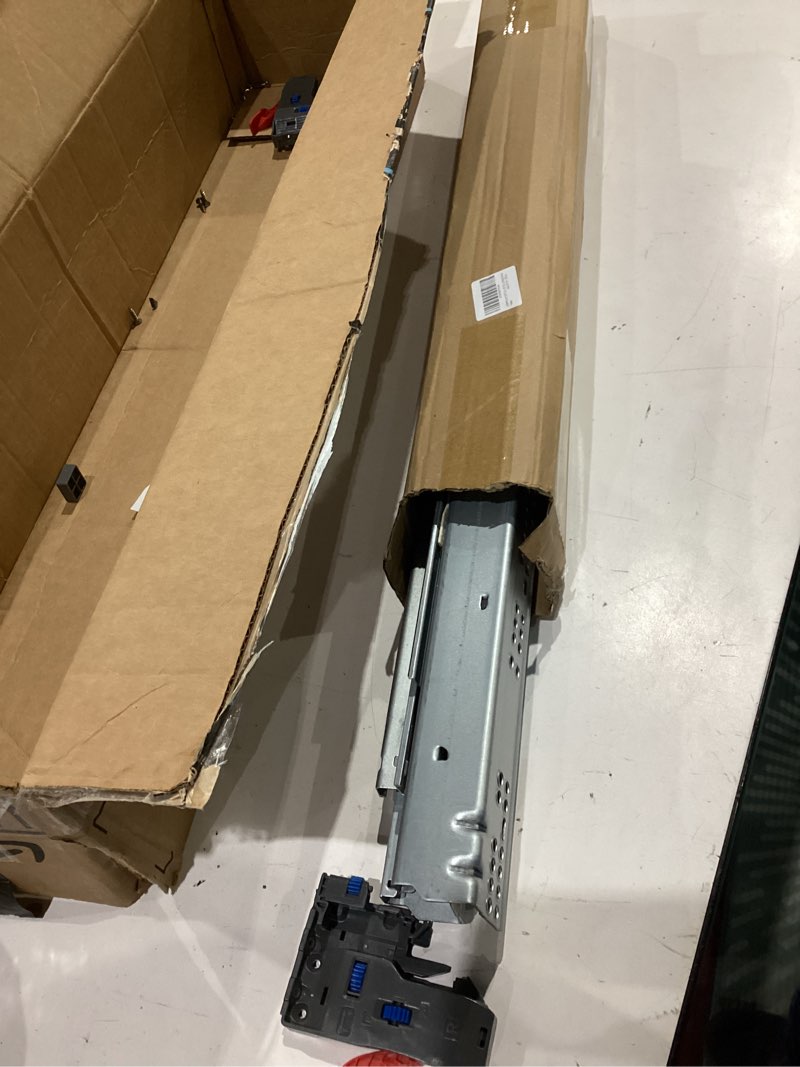 Condition photo showing As Is for undermount soft close drawer slides 24 inch 1 pair full extension bottom mount drawer rails for face frameless cabinet with 3d locking device 24 inch-1 pair