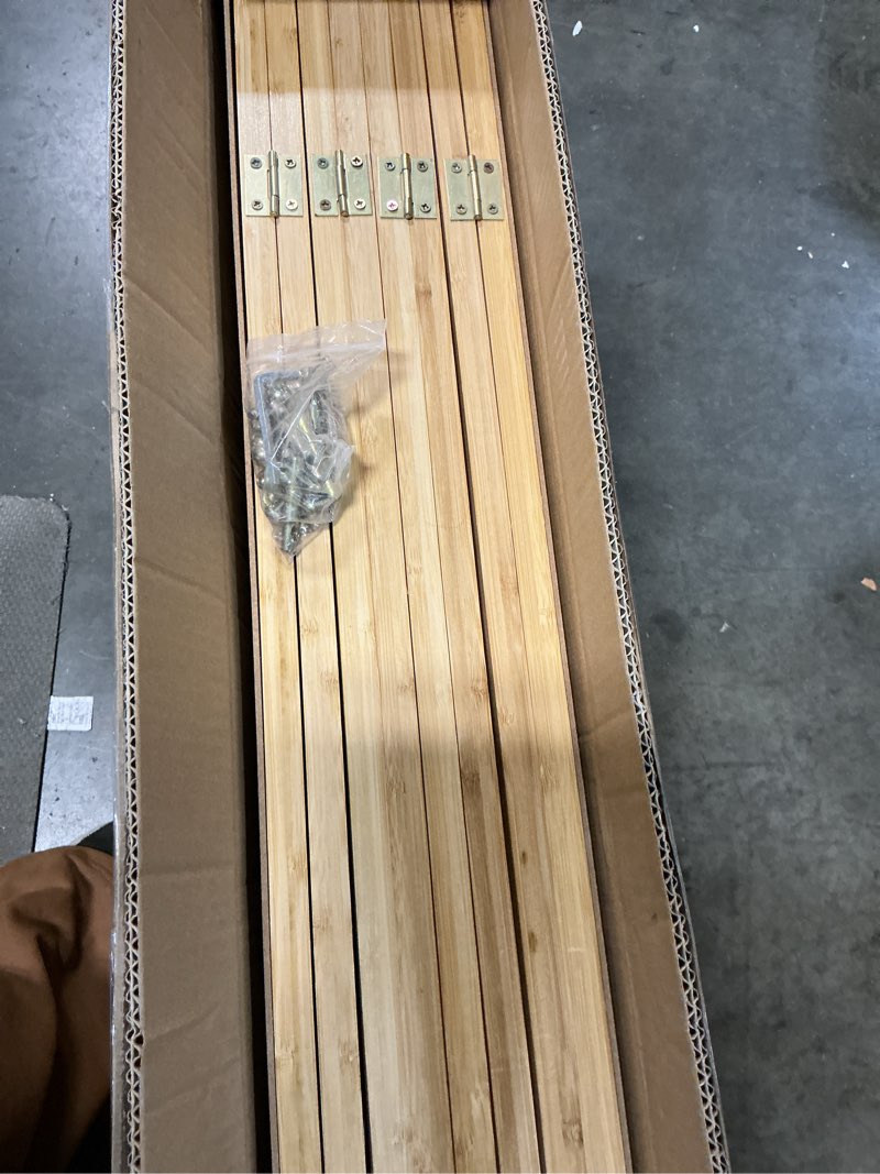 Condition photo showing Good Condition for room divider folding privacy screens, hand-made 67'' high bamboo room dividers freestanding 2-in-1 multifunction 4 panel wall divider for room separation, portable room partitions and dividers brown 4 panel-67''h