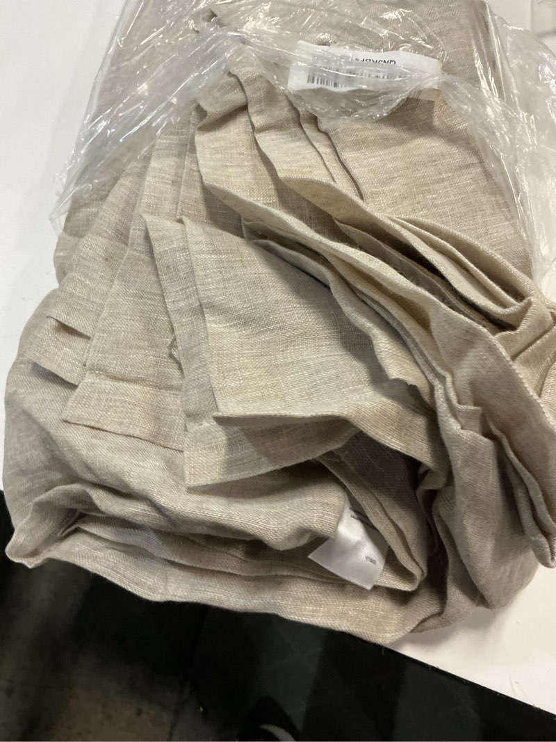 Condition photo showing As Is for european linen sheer curtain set (set of 2), 48x84, flax