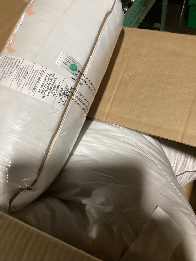 Condition photo showing Good Condition for (similar to) hungarian luxurios goose down pillows queen size 900 fill power, 80% goose down 20% goose feather bed pillows with 100% cotton shell 600 thread count fluffy soft cozy (20\"x30\", pack of 2) bright white queen 2
