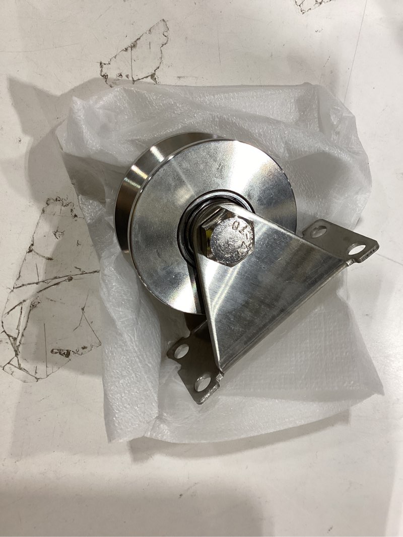Condition photo showing New/Like New for 3in v groove wheel stainless steel heavy duty caster wheels,sliding gate wheels v-shaped plate caster for v track rail,track sliding, moving door sliding, lifting cargo load, machine parts