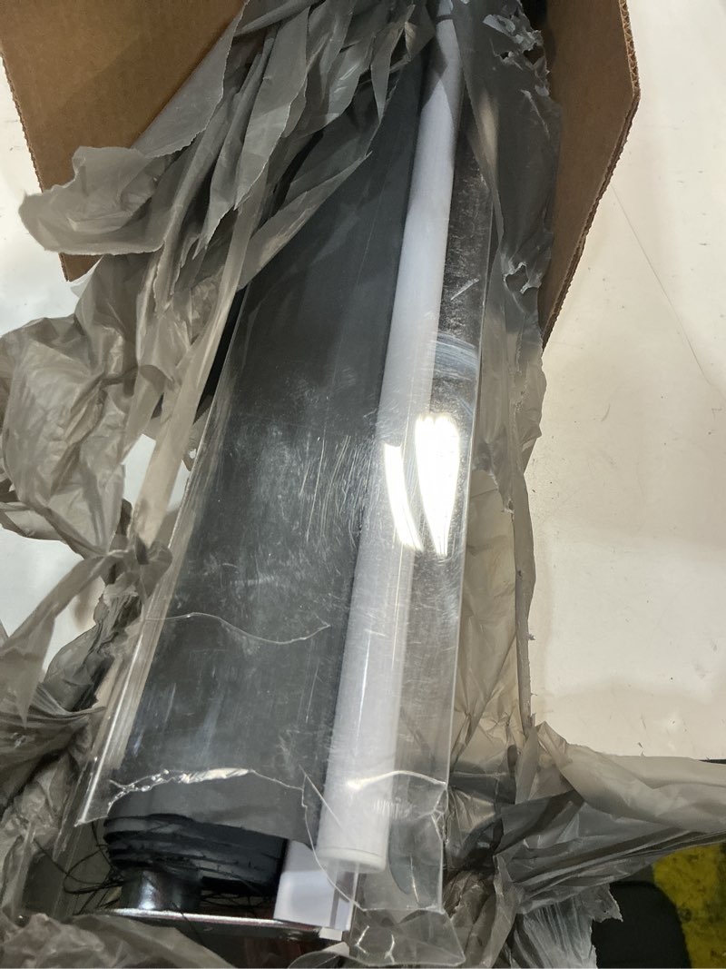 Condition photo showing As Is for aosky cordless roller shades blackout blinds for windows room darkening rolled up shades with spring system, uv protection window shades door blinds for home and office (27" w x 72" h, black) 27"w x 72"h black