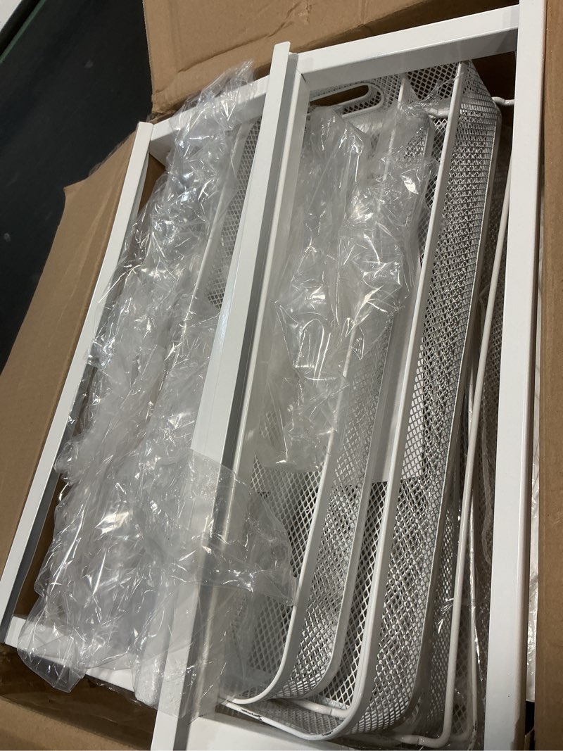 Condition photo showing Good Condition for 2-pack under sink storage organizer with 2-tier slide out drawer, sophisticated mesh pull out shelf for kitchen & bathroom, fits small items, upgraded arched track for smooth gliding(patented) 2 pack-15.4"dx11.8"-16.5"h white