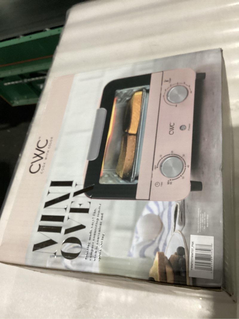 Condition photo showing As Is for COOK WITH COLOR Mini Toaster Oven: 600W Power, Precision Timer, Auto Shutoff, and Culinary Delights 