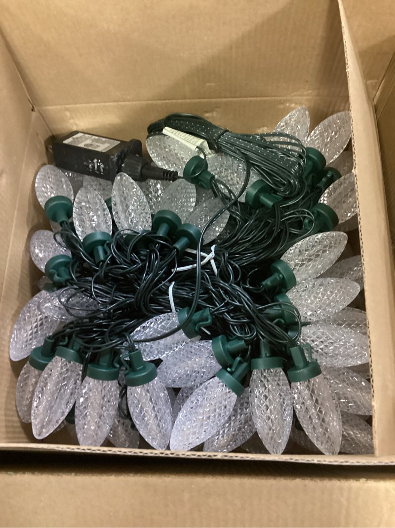 Condition photo showing Good Condition for C9 Christmas Lights Outdoor with 100 Spring Clips, 65FT 100 LED C9 String Lights Waterproof Connectable for Roofline Patio House Yard Windows Indoor Outdoor Christmas Decorations, Warm White 2 Pack Warm White 100 LED* 2 Pack