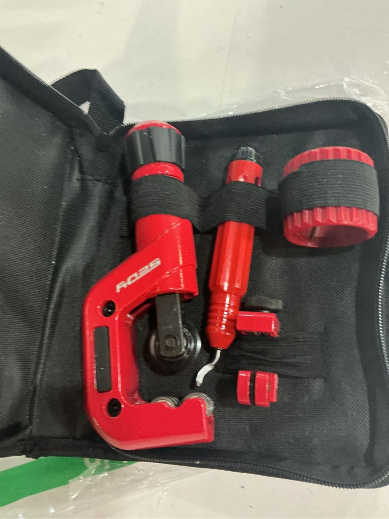 Condition photo showing New/Like New for ultimate tube cutter set - heavy duty pipe cutter 3/16"-2" od, mini tube cutter 1/8"-7/8", deburring tool - for copper, aluminum, pvc pipes - high-quality cutting & deburring tools for professionals