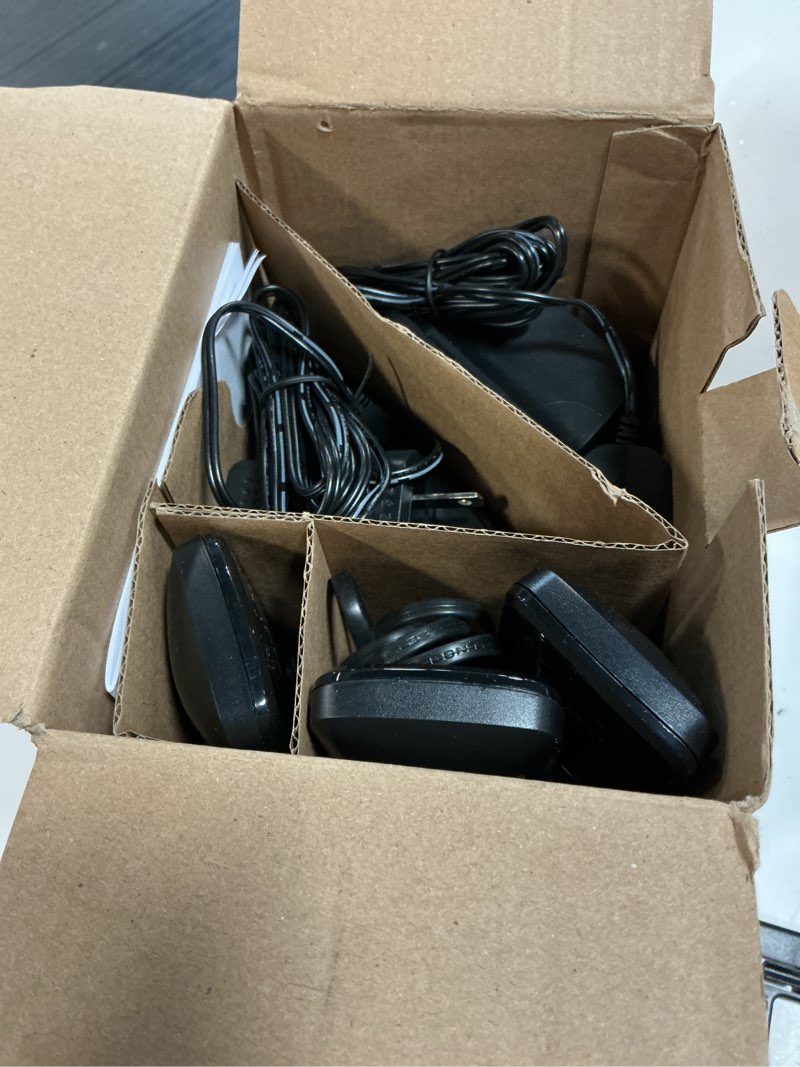Condition photo showing As Is for at&t 3-handsets landline home phone with caller id/call waiting, cordless phone dect 6.0 full-duplex handset speakerphone, backlit keypad and display, quiet mode, eco mode: el1121-31 (black & silver) caller id-black 3 handsets