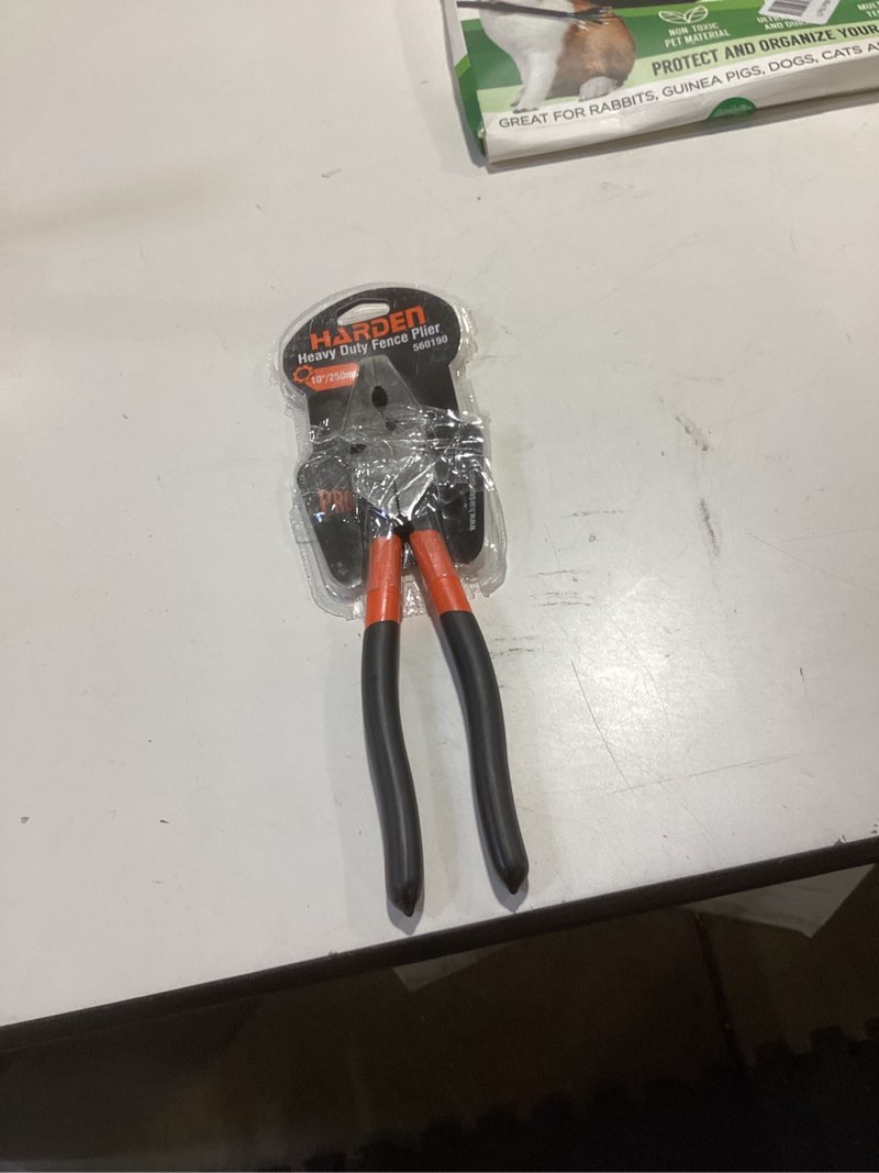 Condition photo showing New/Like New for edward tools 10” heavy duty fence pliers - sharp wire cutting edge - fine carbon steel finish - grip handle