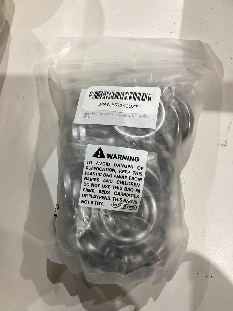 Condition photo showing Good Condition for 42Pcs 1.5-Inch Inner Diameter Metal Curtain Rings with Eyelets Half Circle Thick Wire Fits Up to 1 1/4-Inch Rod (Satin Nickel-42pcs)