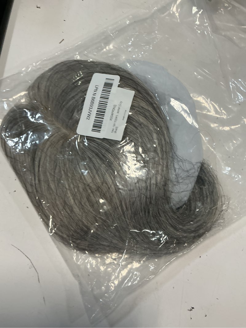 Condition photo showing Good Condition for hair toppers for women with thinning hair silver gray color 11 inches topper real human hair for solve hairloss add volume gray mixed