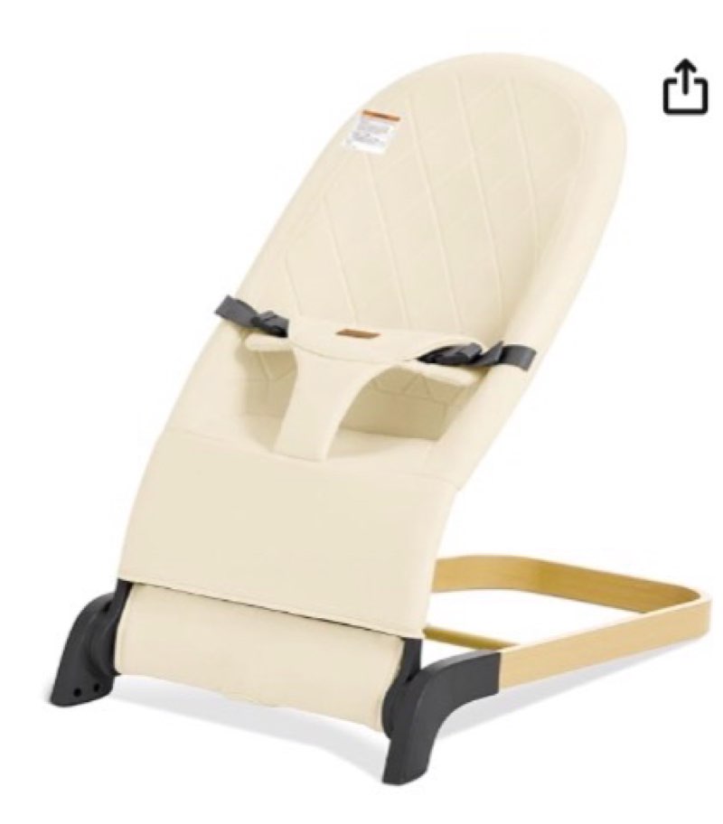 Foldable Baby Bouncer, Baby Bouncer Seat with 3 Adjustable Heights, Portable Newborn Rocker, Ergonomic Bouncer Seat for Natural Bounce, Bouncer for Babies 0-6 Months, Soft Cotton