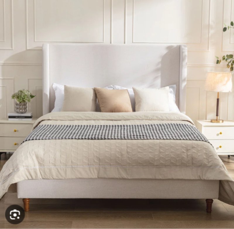 mozter upholstered wingback bed no box spring needed