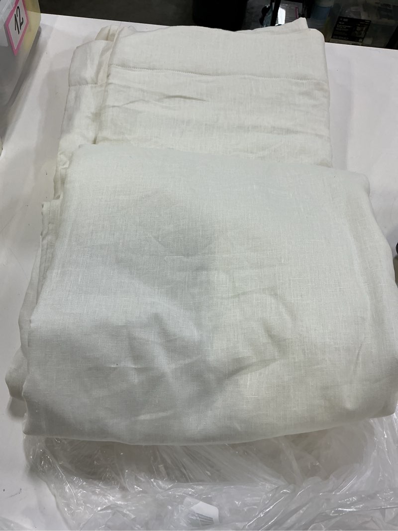 Condition photo showing Good Condition for quince european linen room darkening curtain - single panel, 96x84, ivory