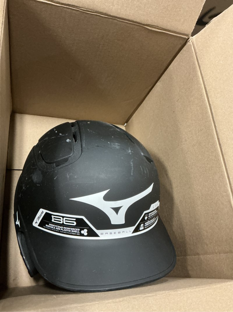 Condition photo showing As Is for Mizuno Mizuno B6 Fitted Adult Baseball Batting Helmet Black Large (7 1/4"-7 1/2")