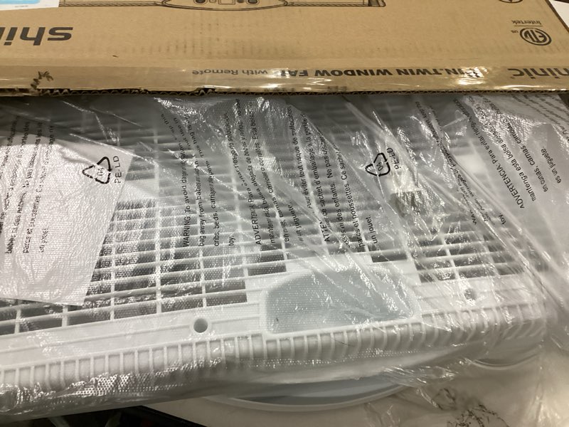 Condition photo showing As Is for shinic twin window fan with 9-inch blades reversible airflow, 3 speeds, thermostat control, fits 23.8"-37" windows, window exchaust fans for home bedroom, etl certified