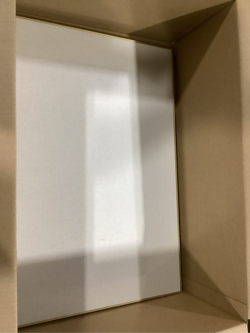 Condition photo showing Good Condition for Bulletin Board 30 x 20 inches, Oatmeal White Pin Board, Golden Aluminum Framed Fabric Cork Board with 10 Push Pins Oatmeal White Fabric & Golden Frame 30 x 20 inches