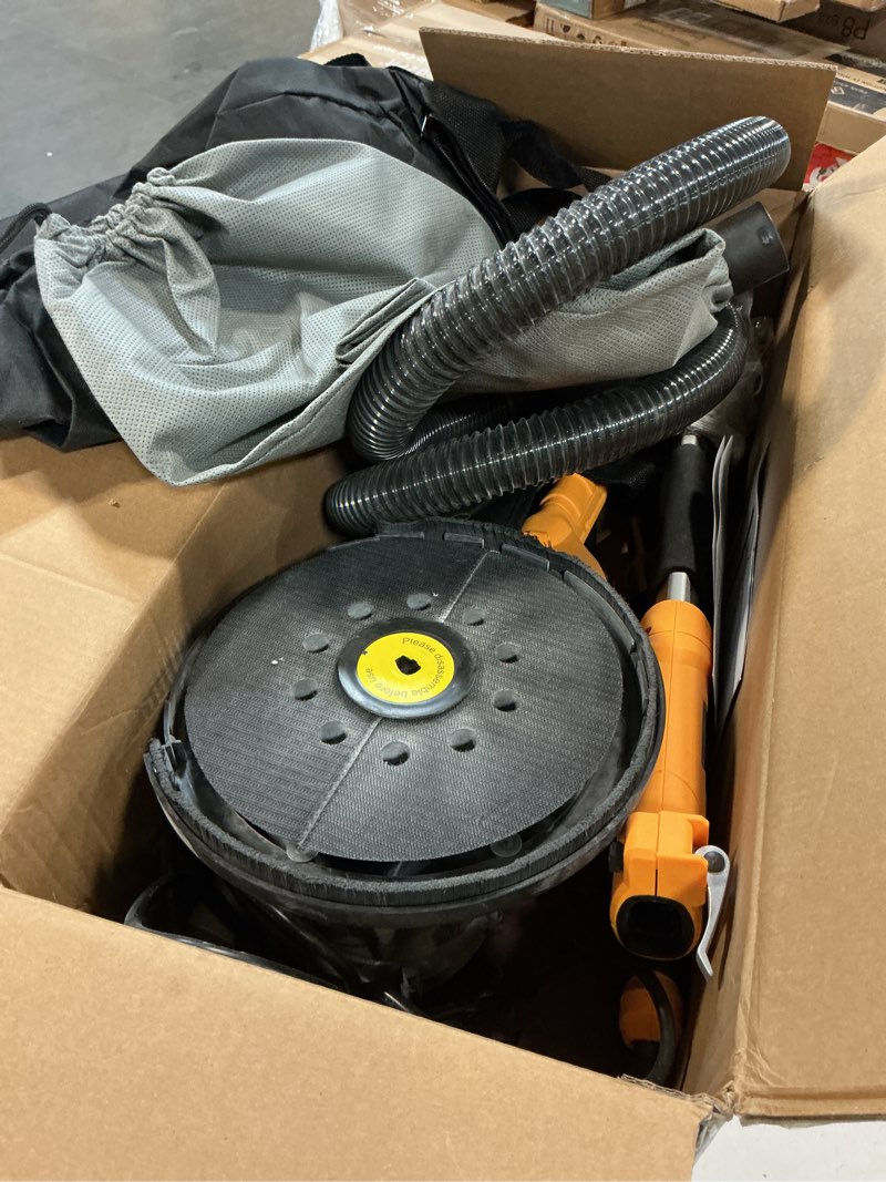 Condition photo showing As Is for GEVEELIFE Drywall Sander, 880W Popcorn Ceiling Removal Tool, Drywall Sander with Vacuum Dust Collector, 5 Variable Speed 1000-2100RPM, LED Light, Foldable & Extendable Handle, 12 Sanding Discs Orange