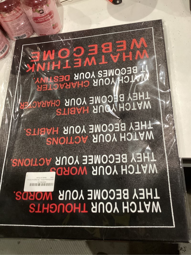 Condition photo showing New/Like New for MIMAJIE Motivational Wall Art - Watch Your Thoughts Inspirational Canvas Wall Art Positive Paintings wall decor for Classroom Office Living Room 12x15 Inch 12"x15" watch your thoughts