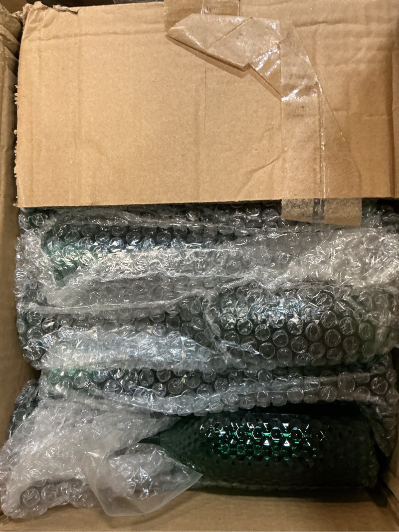 Condition photo showing New/Like New for plastic champagne flutes 7oz, unbreakable champagne glasses bulk, reusable crystal vintage drinking wine glasses for wedding, party, bridal shower (48, dark green) dark green 48