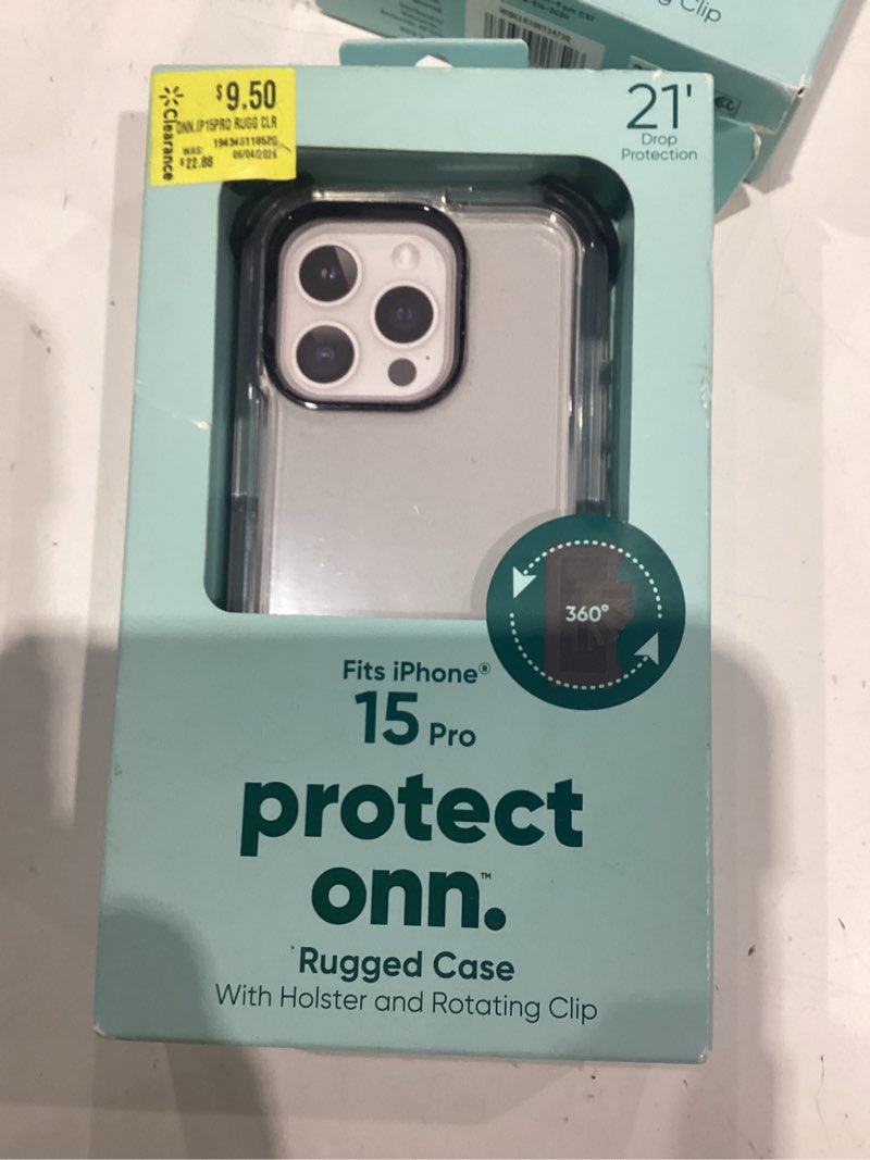 Condition photo showing Good Condition for onn. rugged phone case with holster for iphone 16e / iphone 15 / iphone 14 / iphone 13 - clear