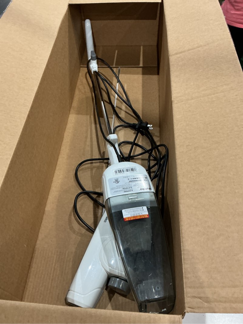 Condition photo showing As Is for eureka stick vacuum cleaner powerful suction 3-in-1 small handheld vac with filter for hard floor lightweight upright home pet hair  new  white with aqua blue