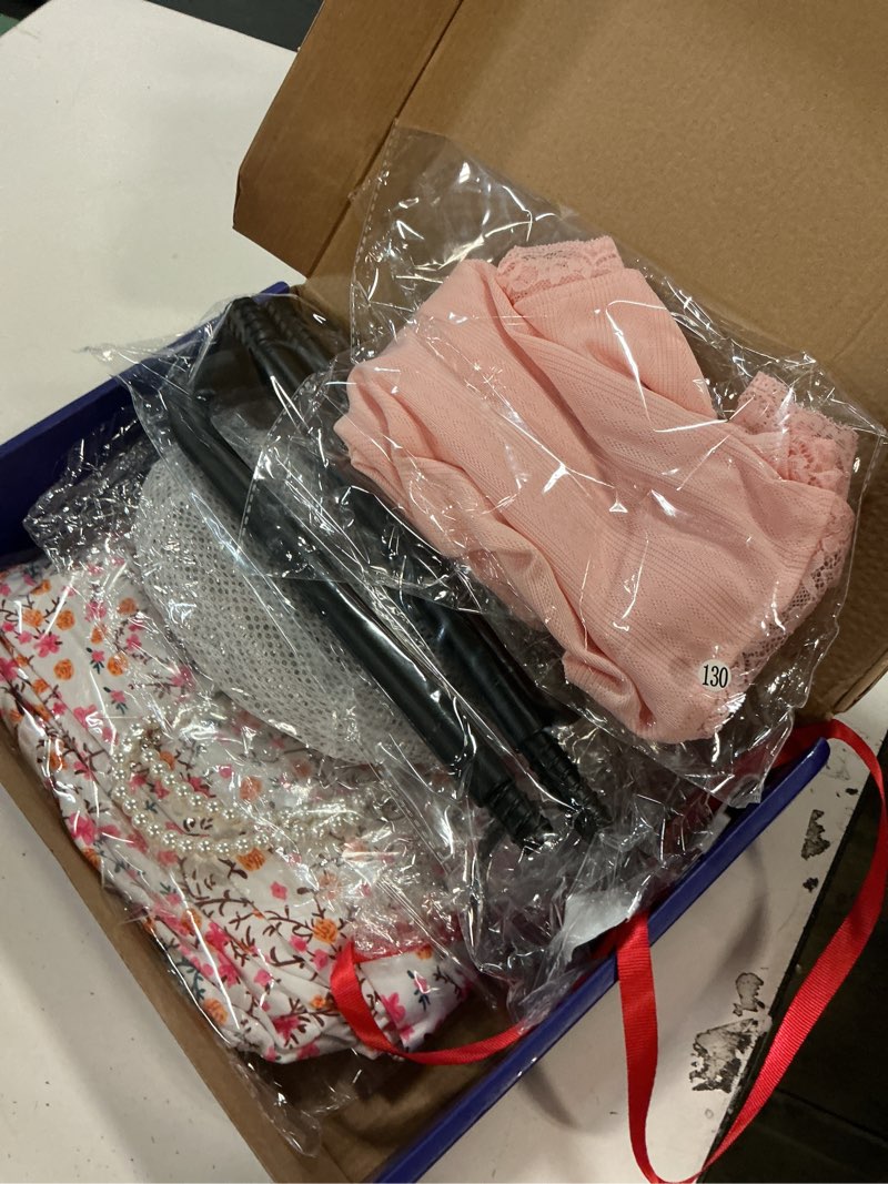 Condition photo showing Good Condition for Skirfy Old Lady Costume for Kids, 100 Days of School Granny Outfit Kit with Wig, Cane and Other Dress Up Accessories S(3.7-4.1ft,Age 5Y-7Y)