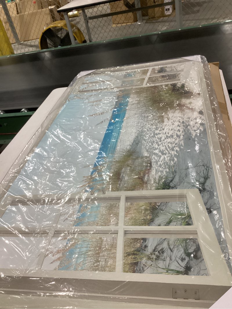 Condition photo showing New/Like New for Beach Window Wall Art Canvas: Relaxing Bedroom Living Room Blue Ocean Coastal Scene Picture Modern Tropical Sea Landscape Painting Print Decor Horizontal Summer Seascape Artwork for Home 40"L x 20"W